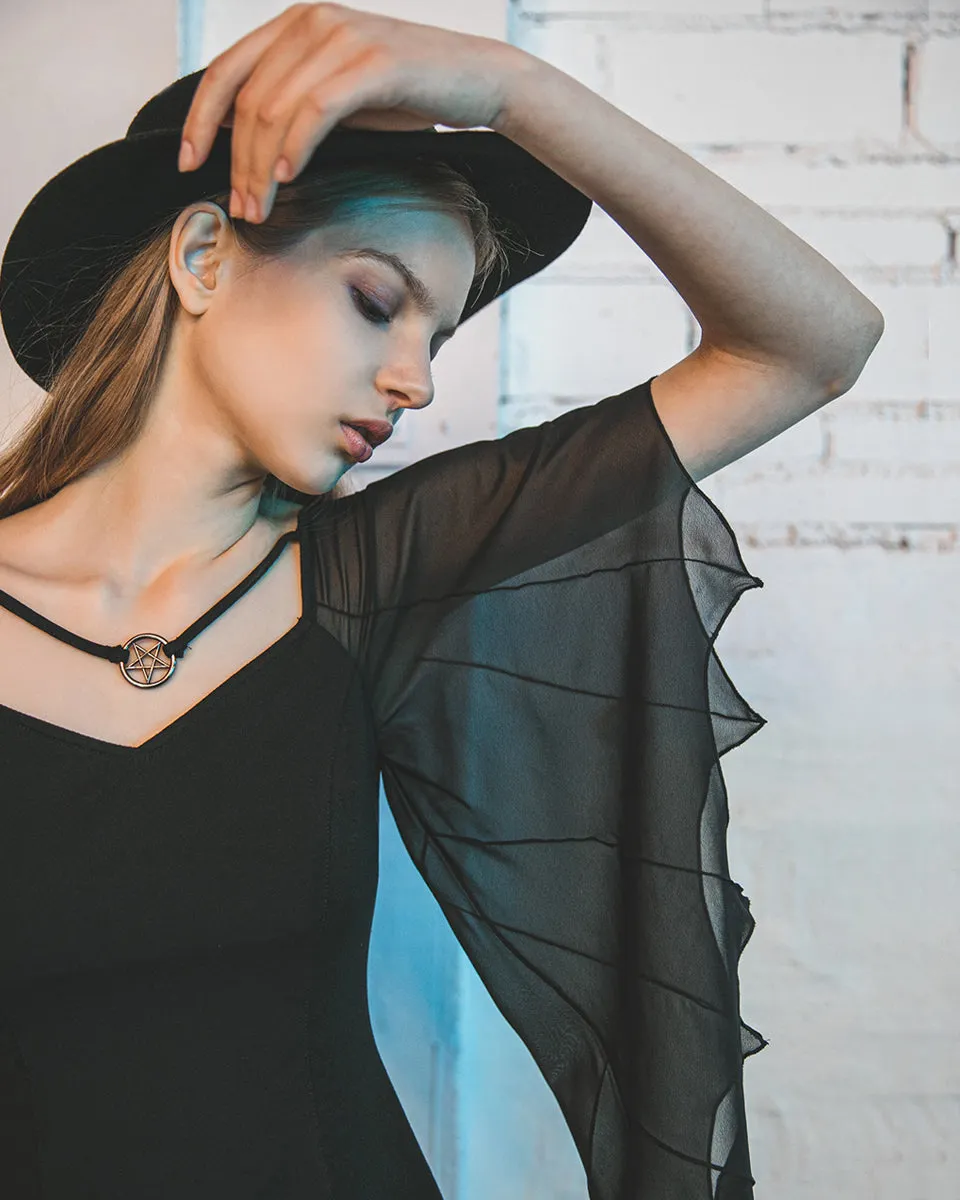 Punk Rave Daily Life Chiffon Bat Wing Mini Dress