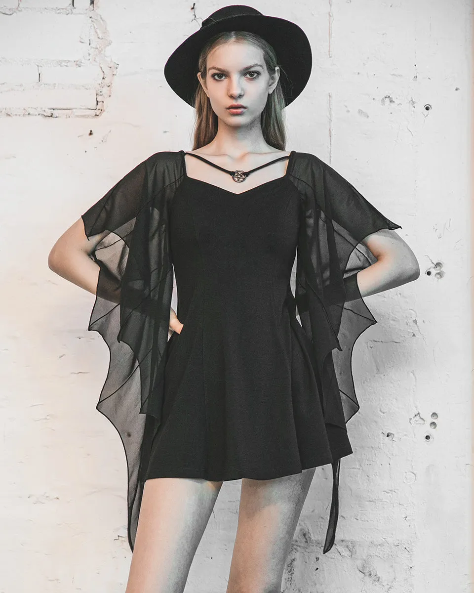 Punk Rave Daily Life Chiffon Bat Wing Mini Dress