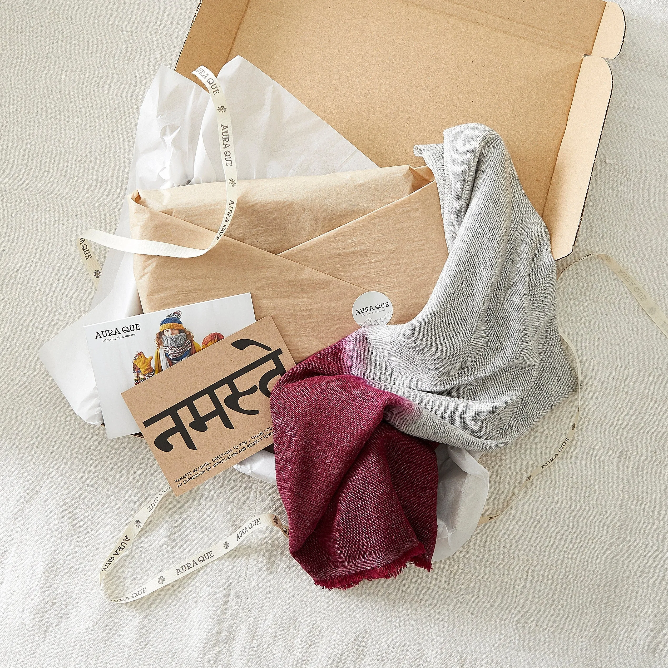 PURNA Dipdye Ombre Gift Wrapped Soft Merino Wool Scarf