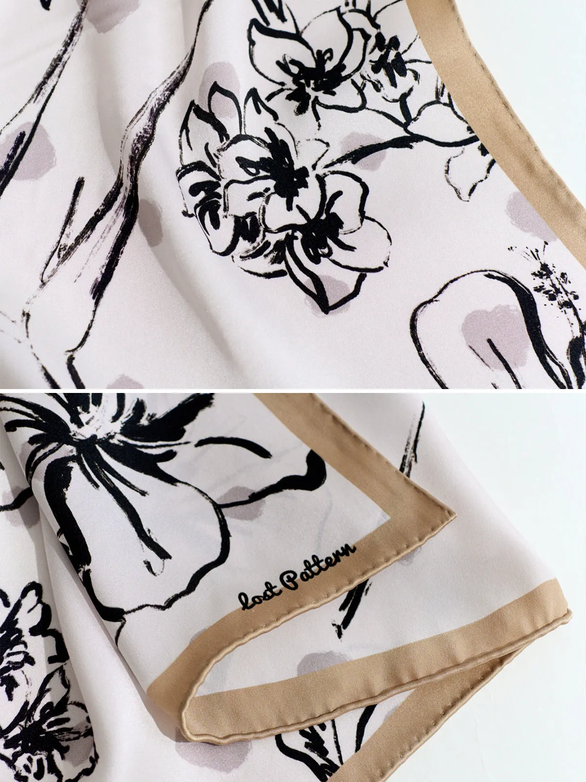 "La Isla" Silk Bandana Scarf - Coffee