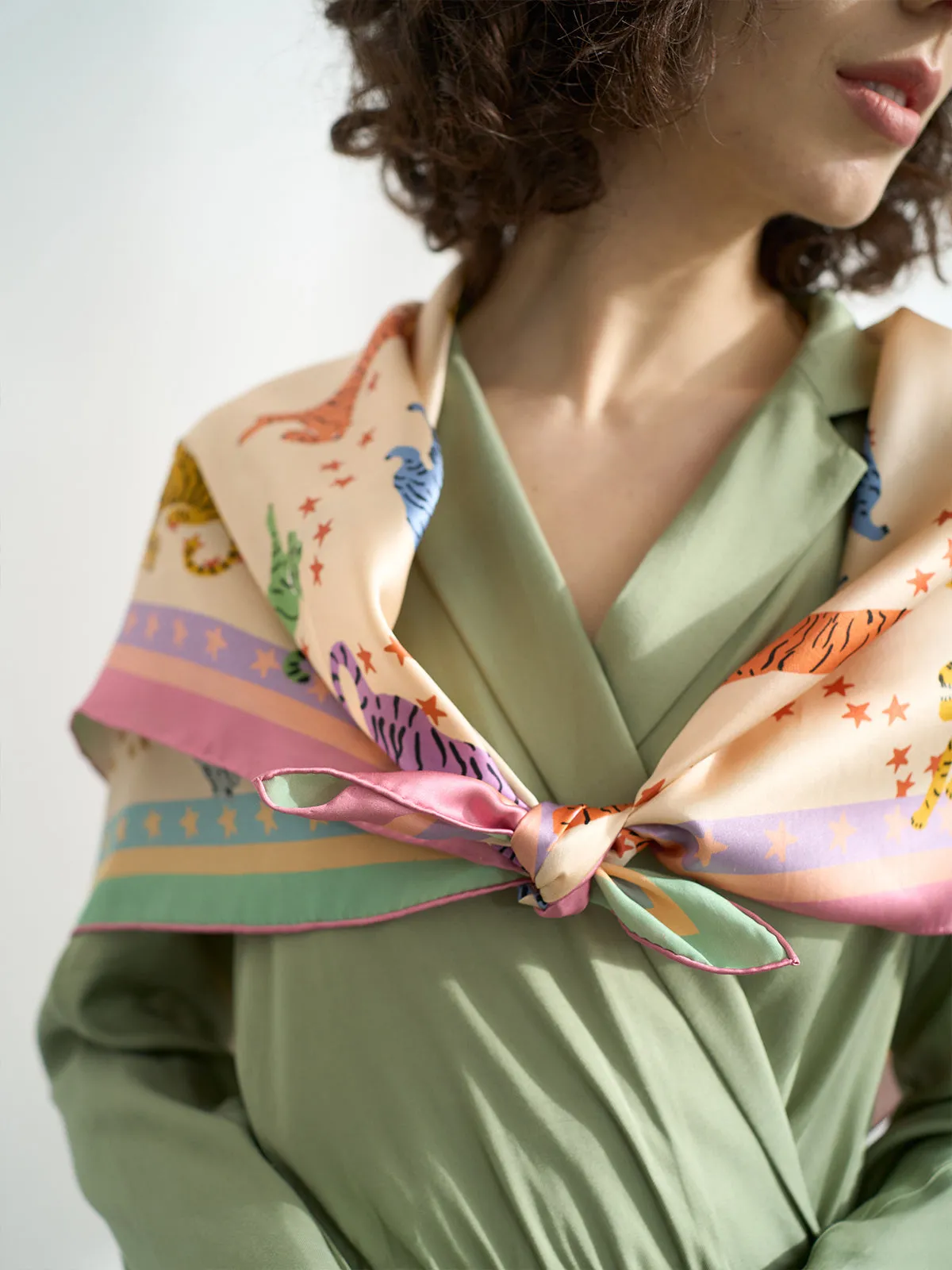 "Neon Tigers" Large Silk Scarf