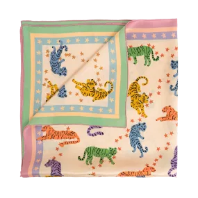 "Neon Tigers" Large Silk Scarf