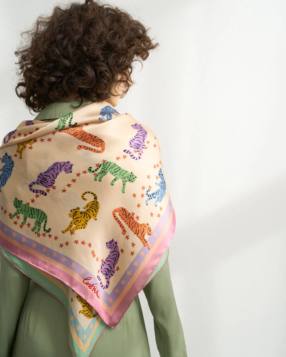 "Neon Tigers" Large Silk Scarf