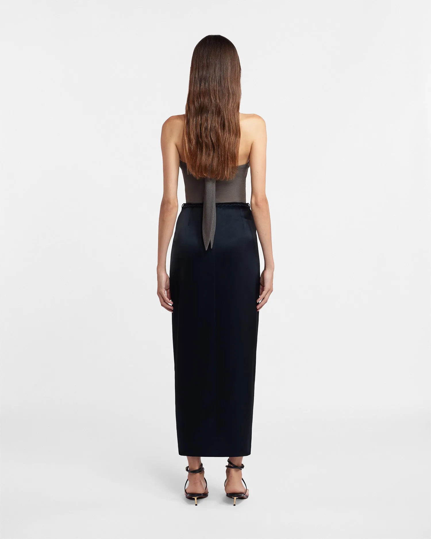 Racha - Slip Satin Wrap Skirt - Black