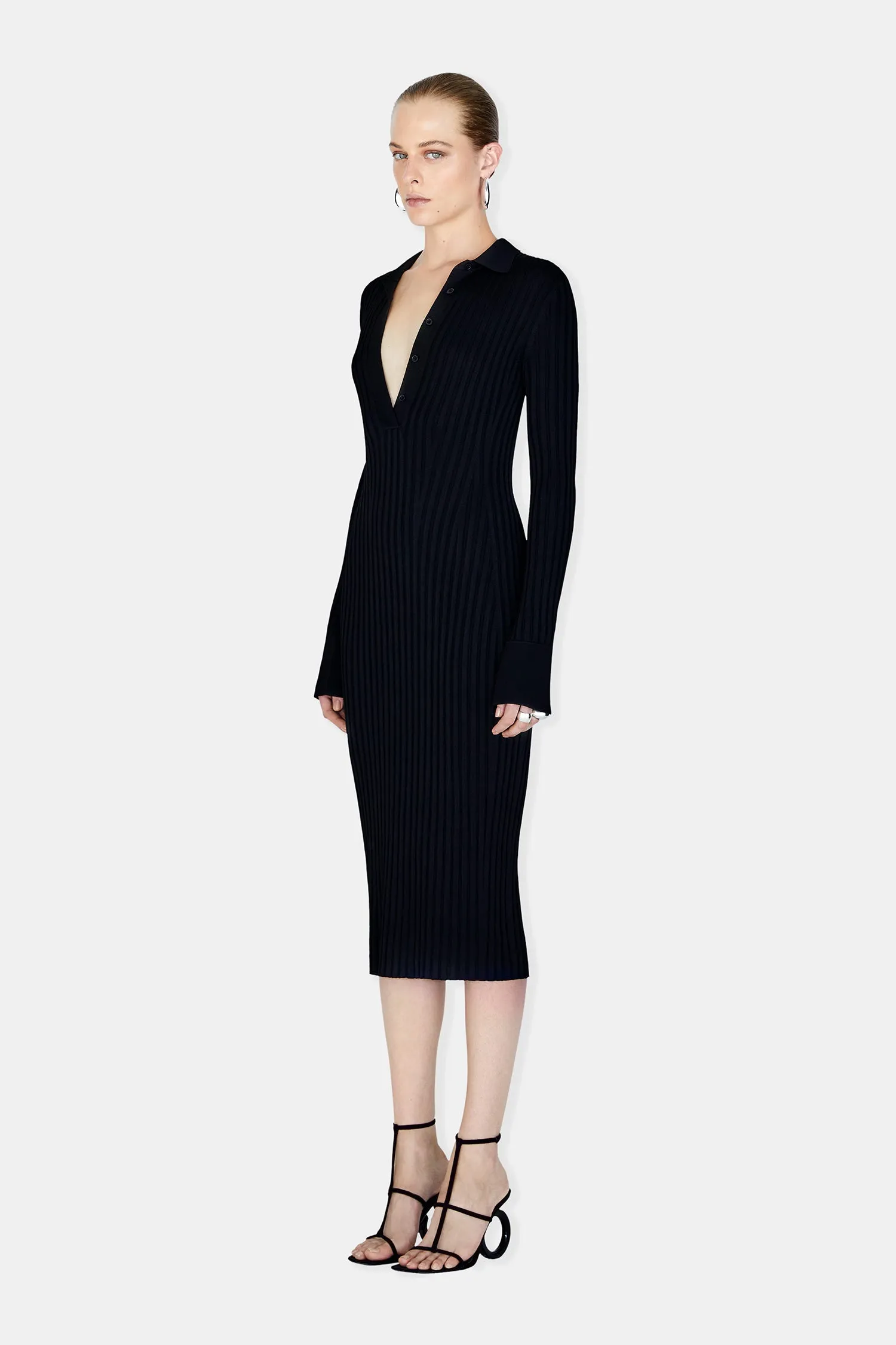 Rhea Henley Dress - Black