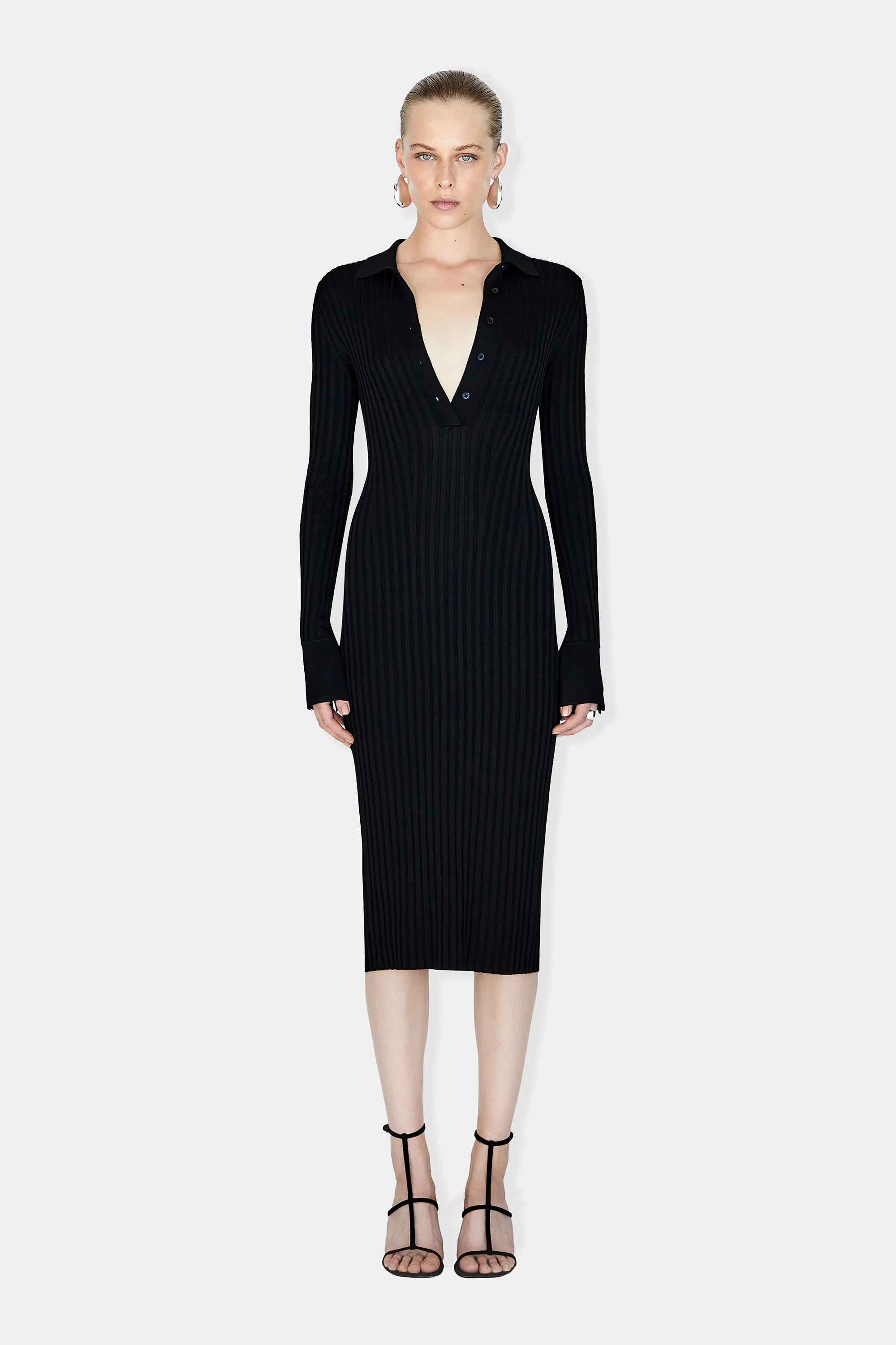 Rhea Henley Dress - Black