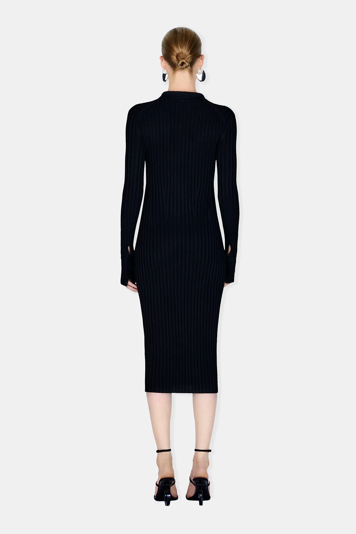 Rhea Henley Dress - Black