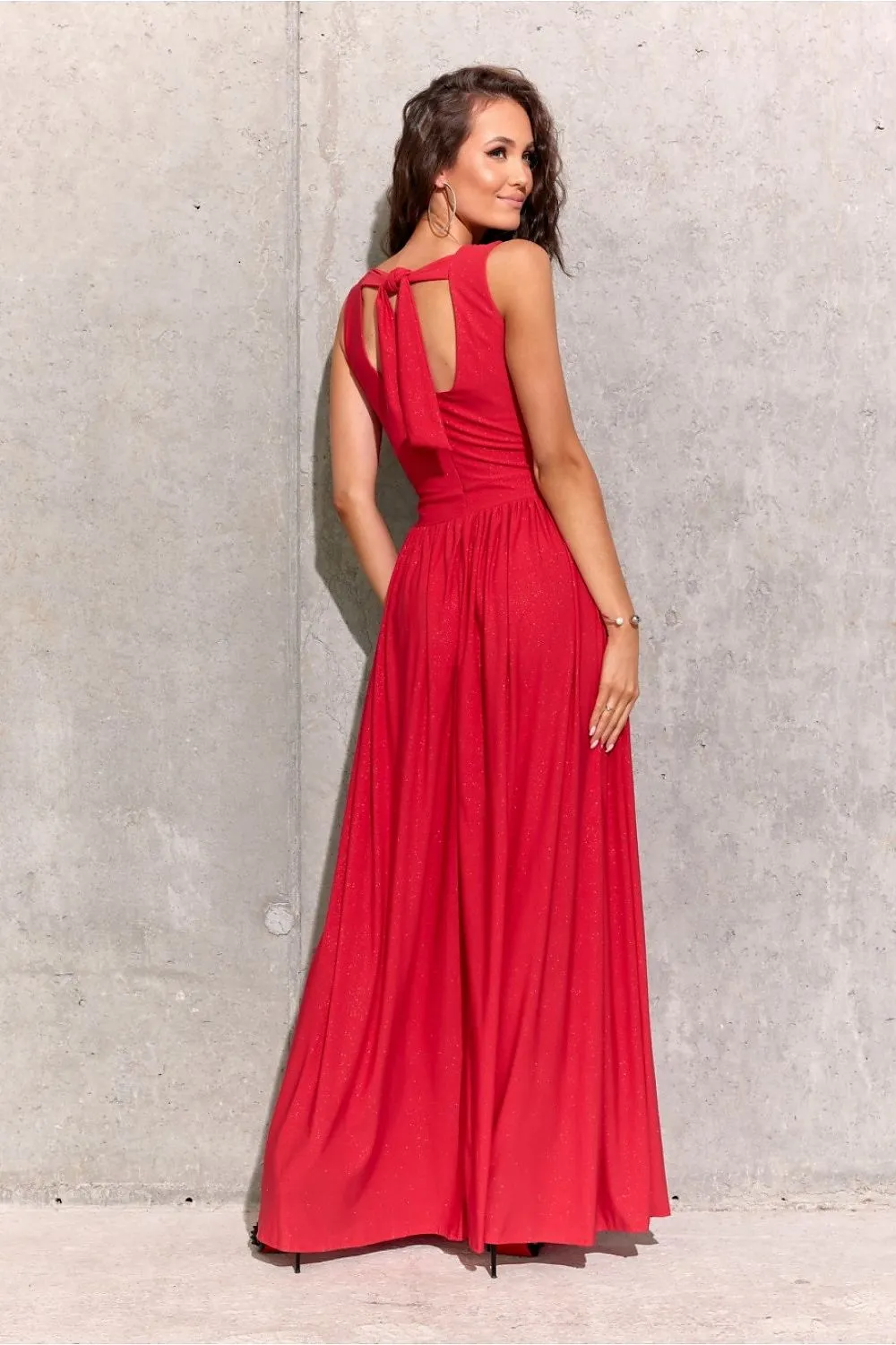 ROCO FASHION Women's Faux Wrap Sleeveless Maxi Glitter Evening Dress from Europe