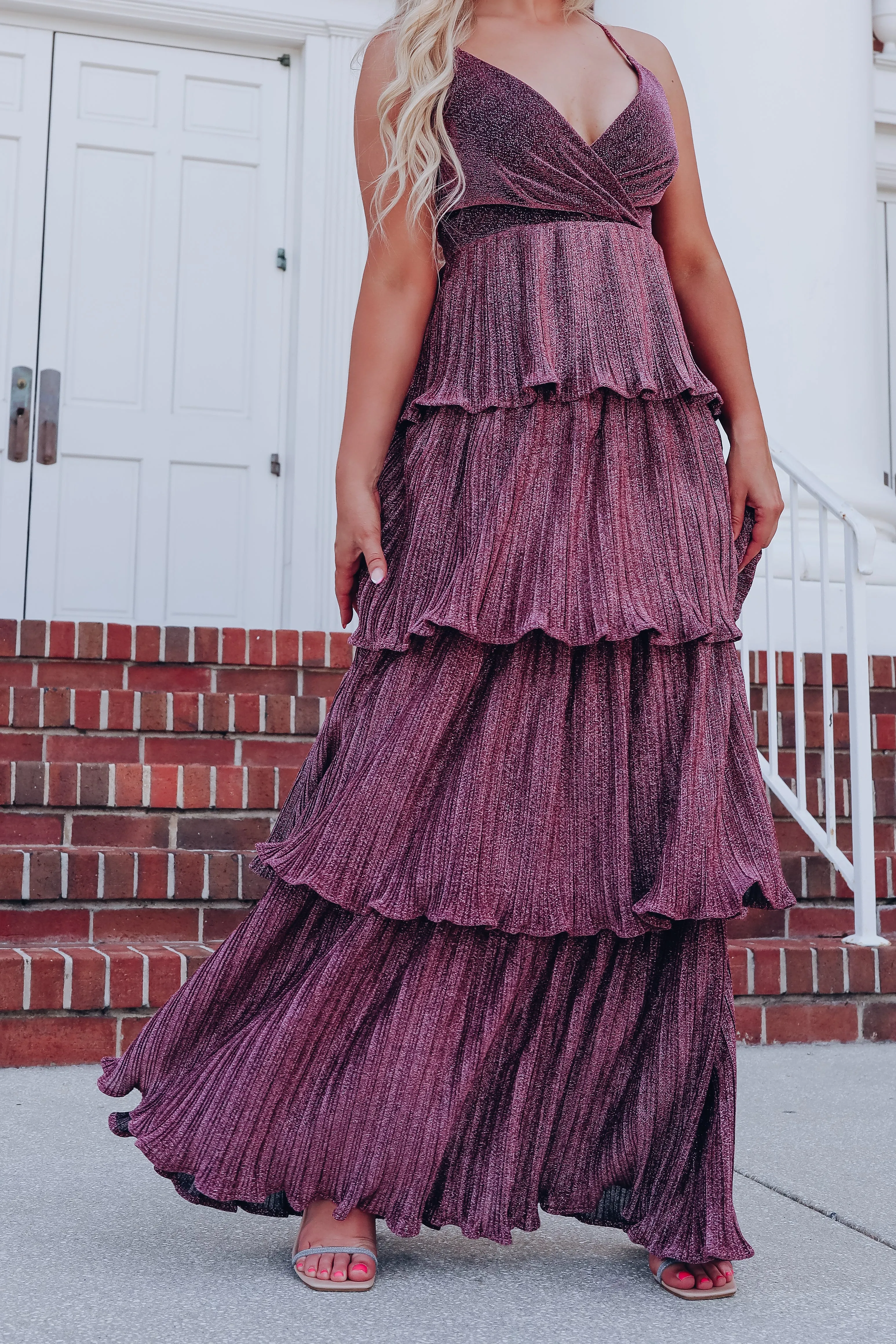 Sabrina Shimmering Maxi Dress - Pink