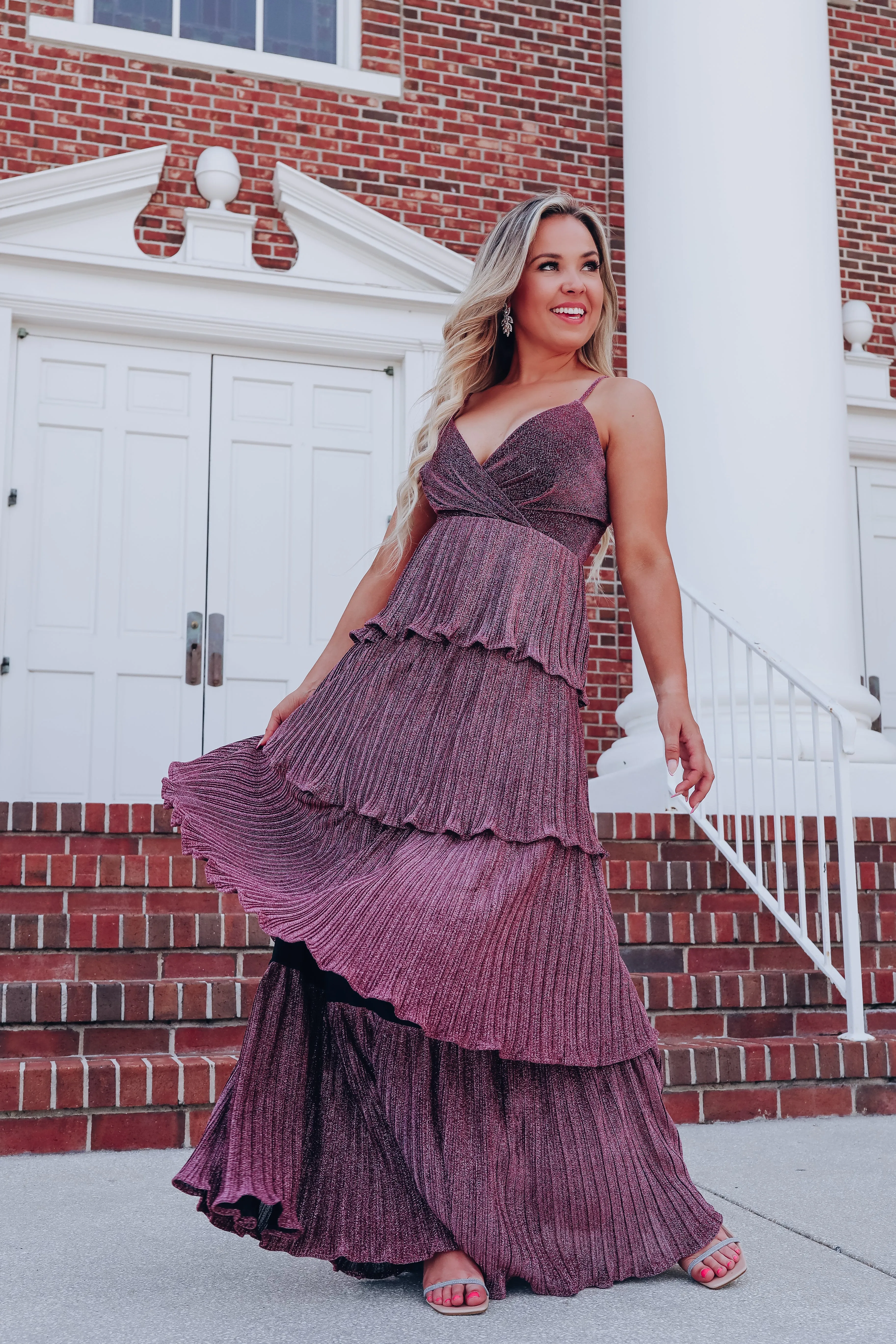 Sabrina Shimmering Maxi Dress - Pink