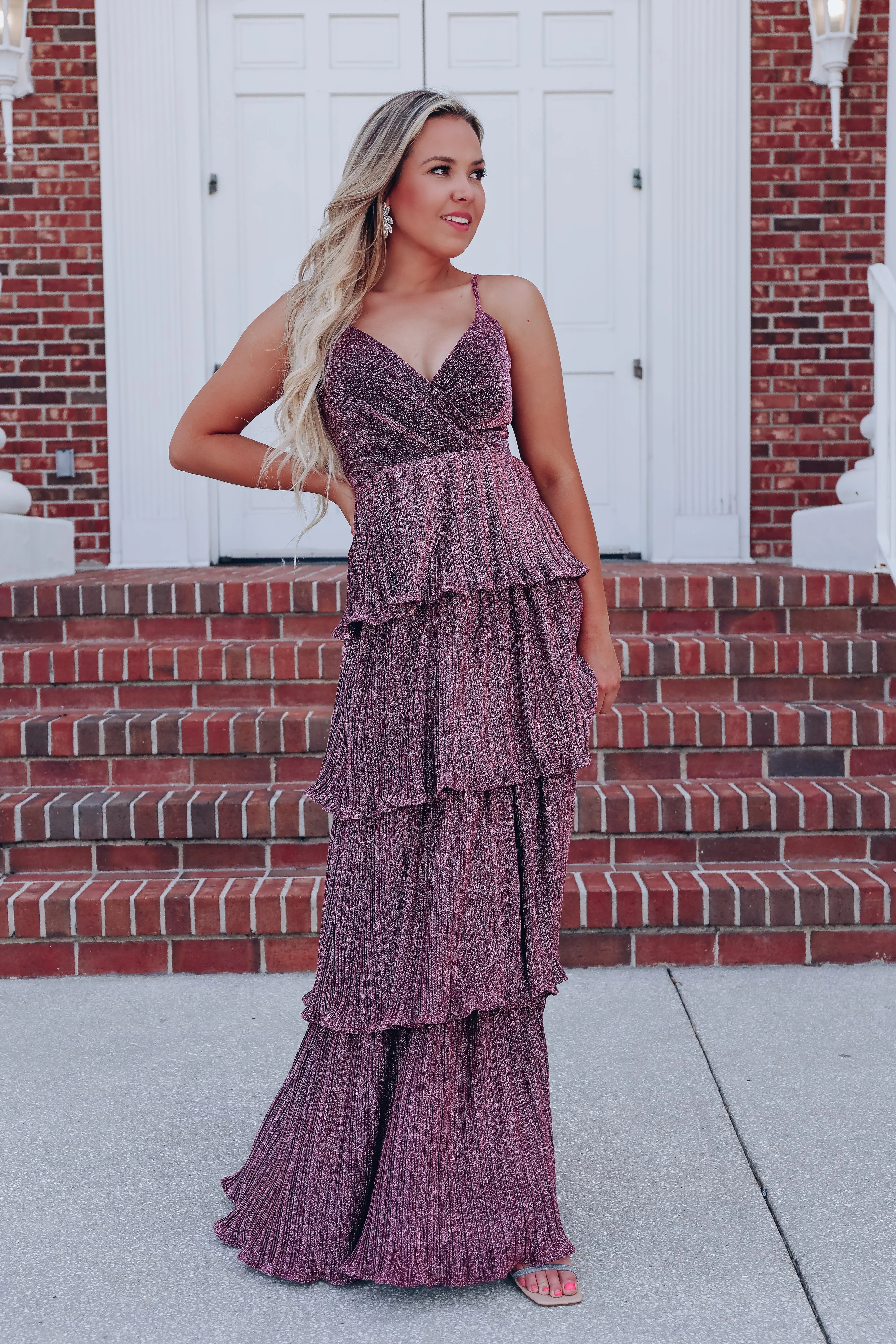 Sabrina Shimmering Maxi Dress - Pink