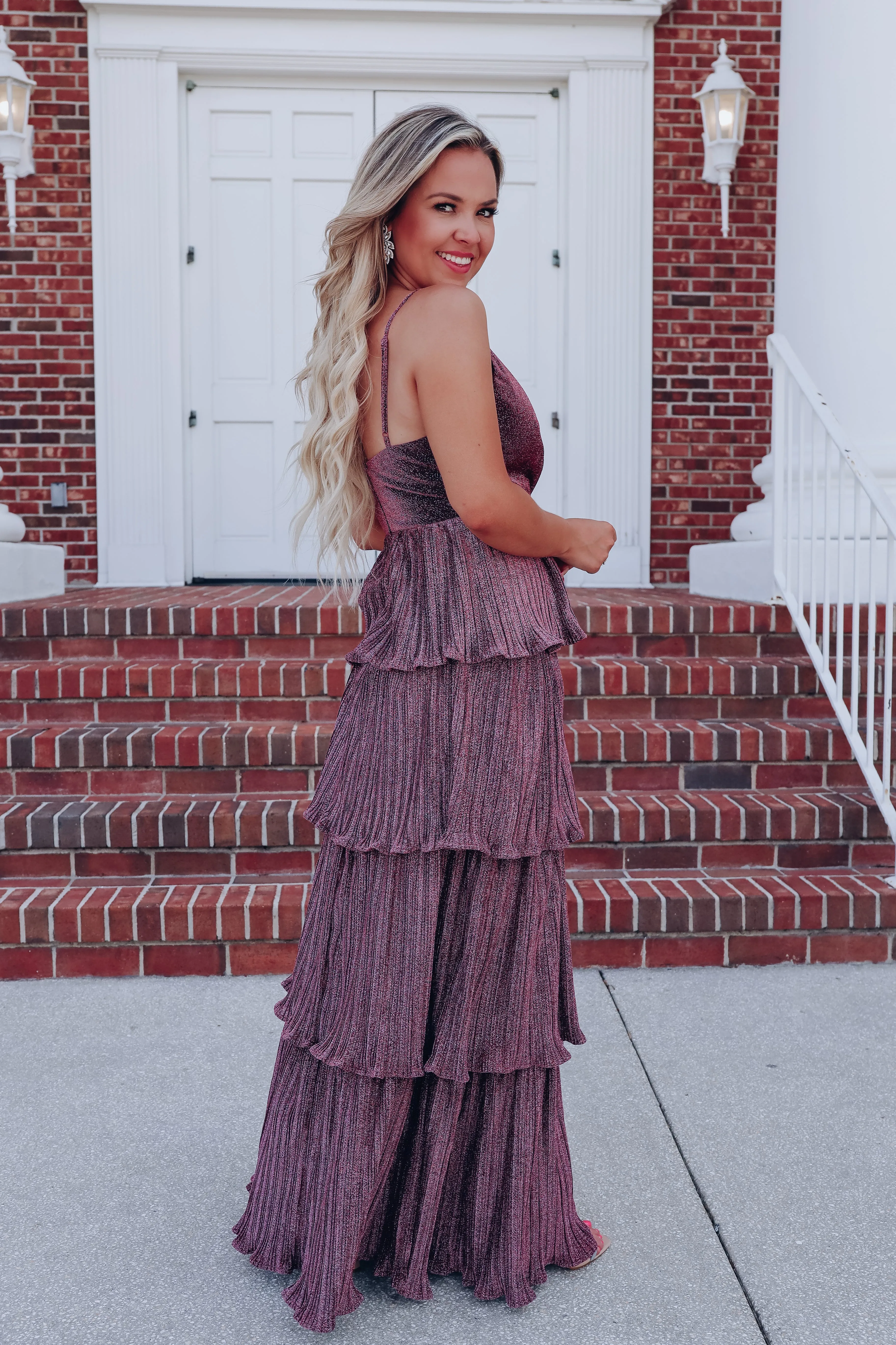 Sabrina Shimmering Maxi Dress - Pink