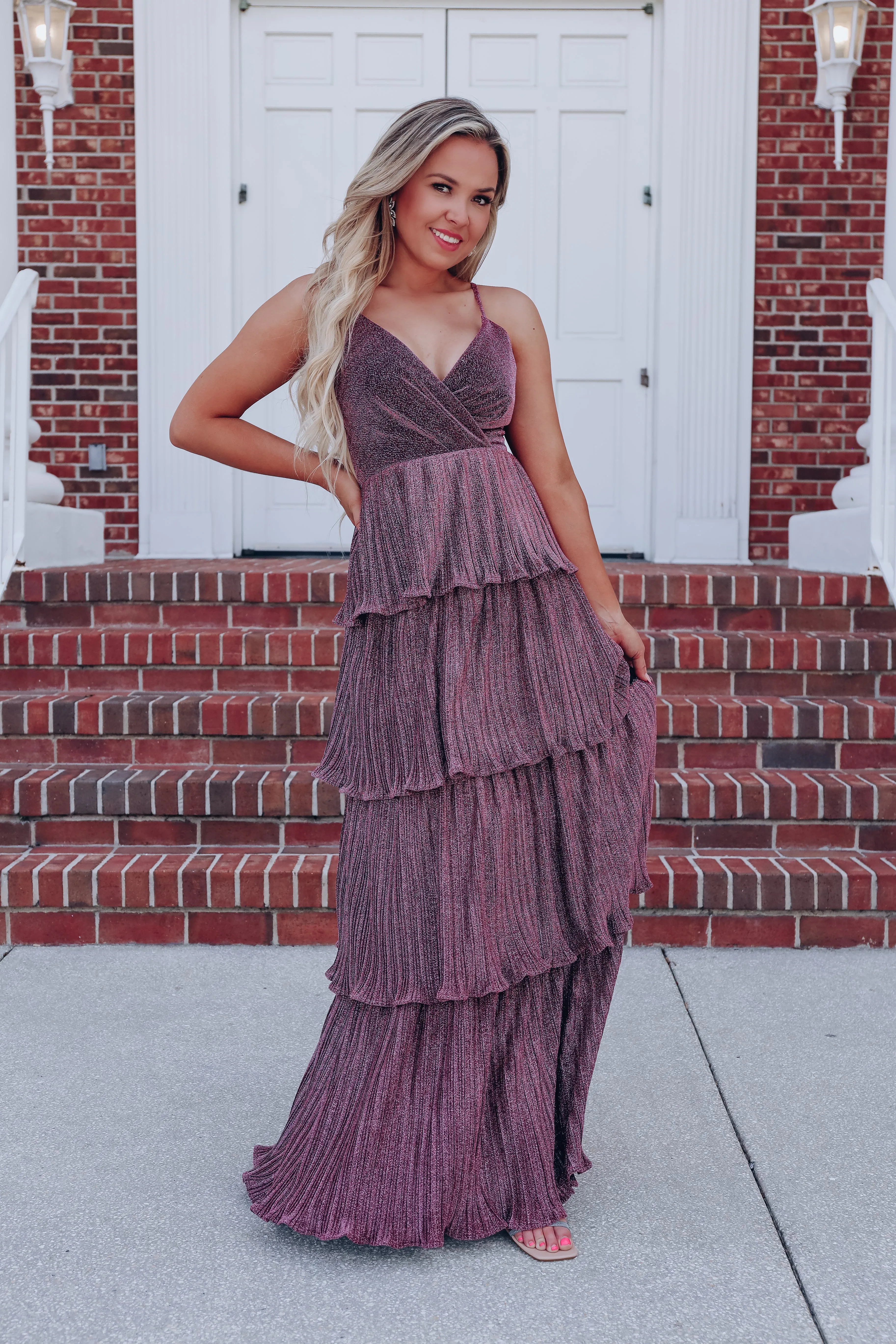 Sabrina Shimmering Maxi Dress - Pink