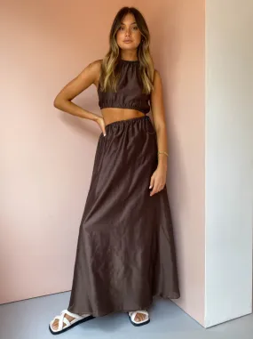 Sir Anje Asymetrical Cut Out Dress in Chocolate