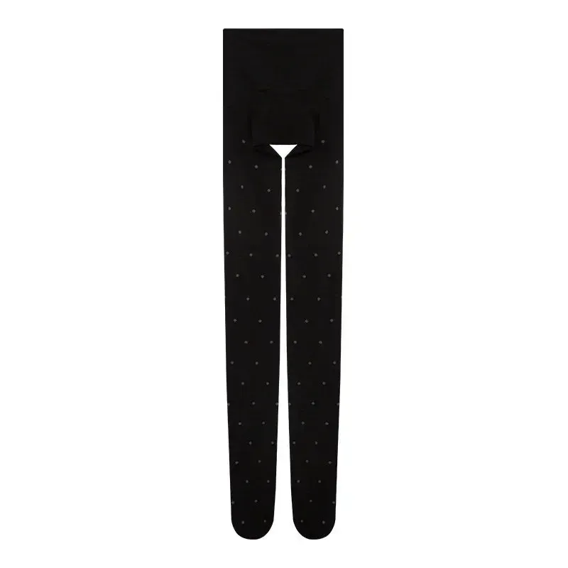 Sohiwoo 80D Bow Gray Velvet Seamless Pantyhose Winter Bottoming Socks Thick Footed Socks Polka Dot Compression Tights Women Stockings