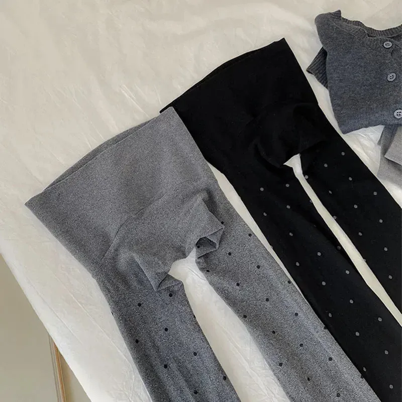 Sohiwoo 80D Bow Gray Velvet Seamless Pantyhose Winter Bottoming Socks Thick Footed Socks Polka Dot Compression Tights Women Stockings