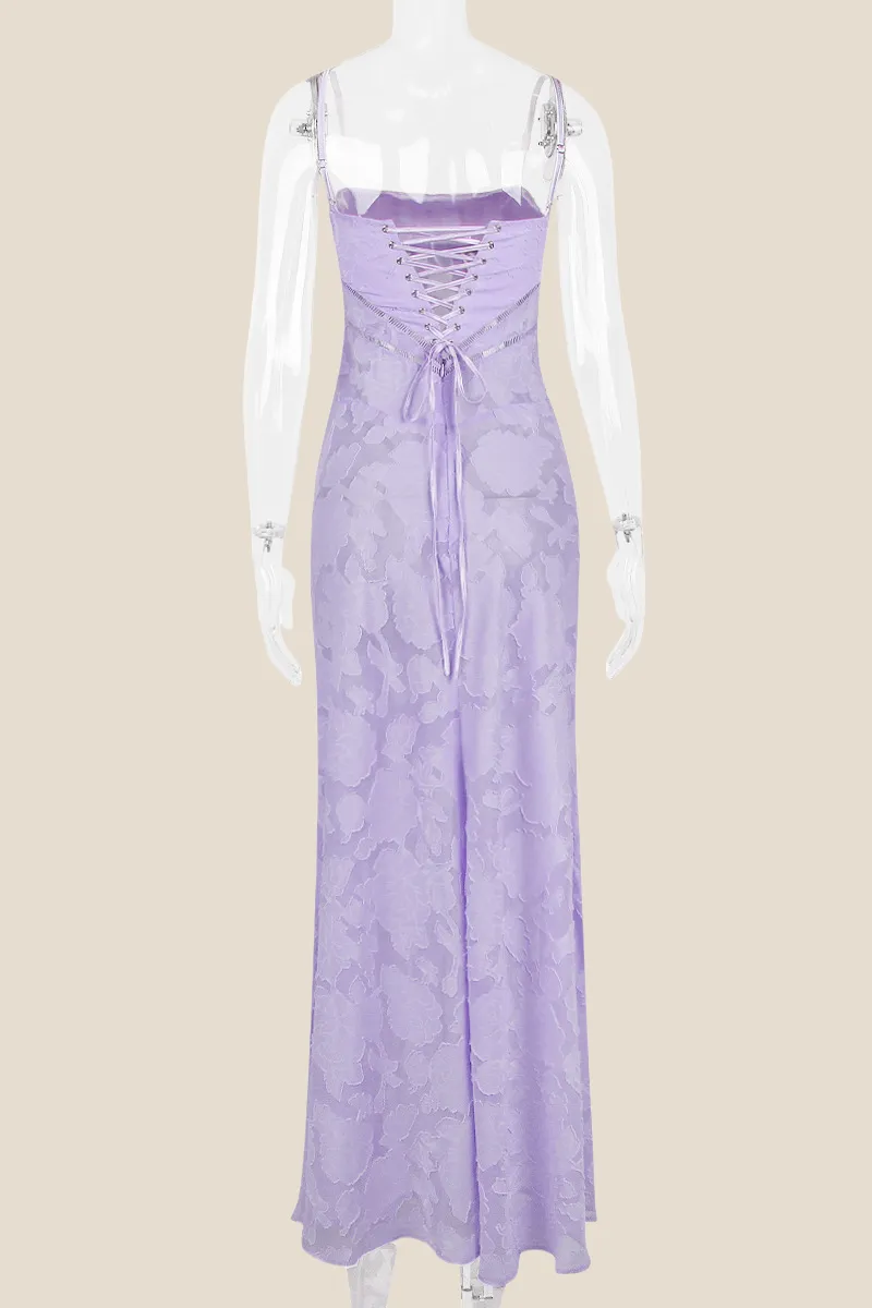 Spaghetti Straps Green Lace A-line Long Dress