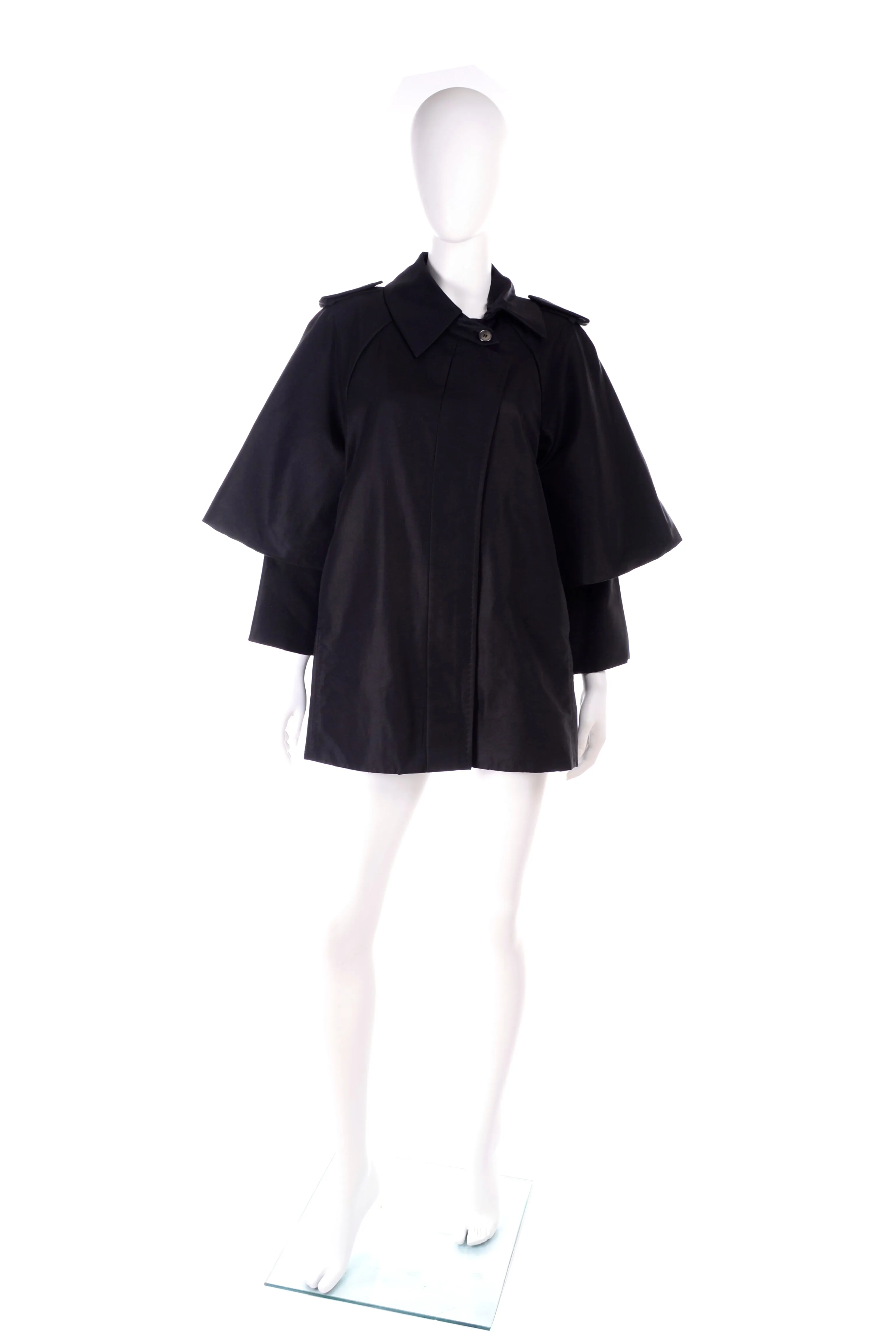 Sportmax Black Raincoat With Attached Capelet