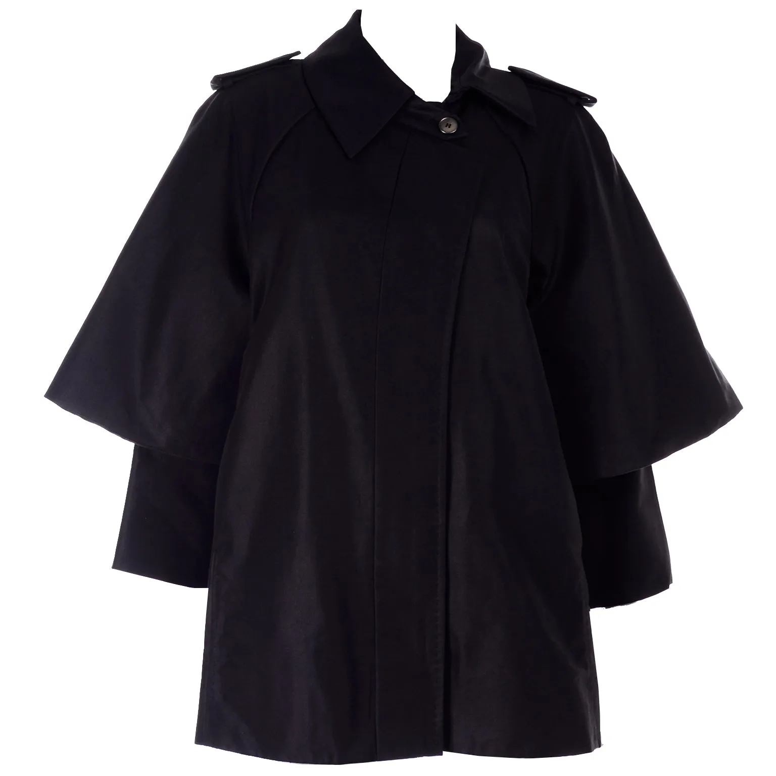 Sportmax Black Raincoat With Attached Capelet