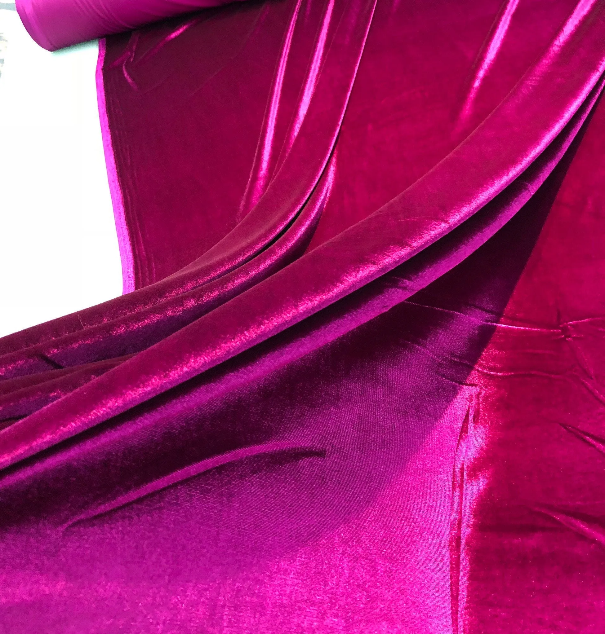 Stretch velvet 60&quot; wide     Beautiful fusia pink color    Fabric sold by the yard