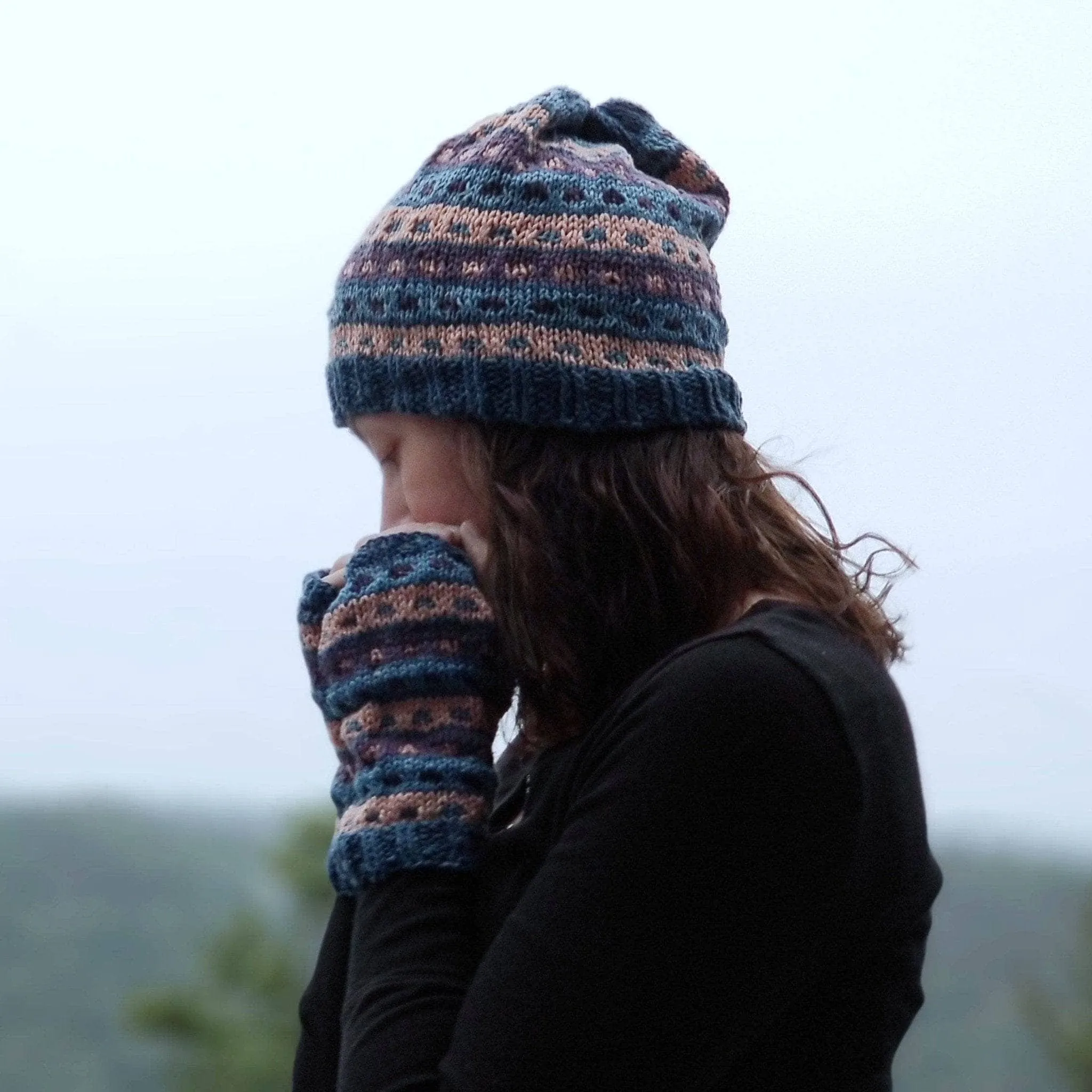 Stripe-A-Dots Hat and Gloves Knitting Pattern