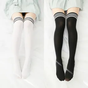 Striped Casual School Thigh High Tights Socks SD00285
