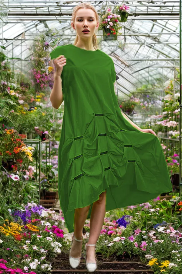 T139011 DRESS (GRN, YELLOW, LIME, MUSTARD)