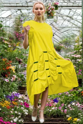 T139011 DRESS (GRN, YELLOW, LIME, MUSTARD)