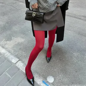 TAVIMART  -  2pcs Red Pantyhose Women Spring Retro Velvet Leggings Long Socks Inside and Outside Wearing Slimming Pantyhose Tights Women