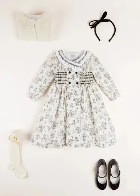 The Black and White Toile Dress Girl Look
