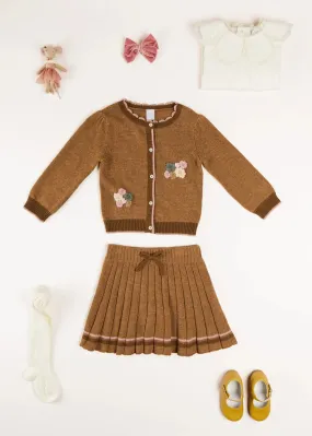 The Brown Knitted Co-ord Set Baby Girl Look