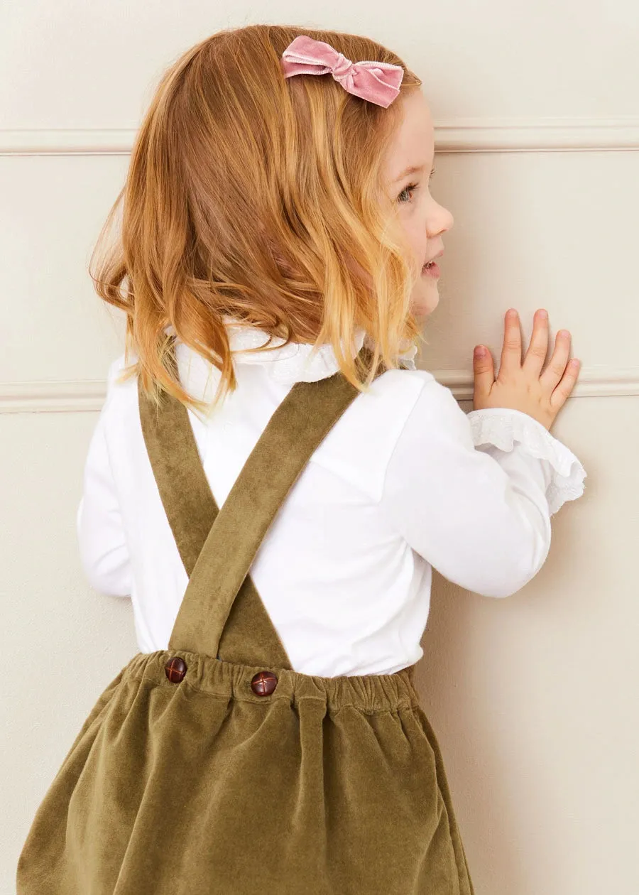 The Green Velvet Embroidered Skirt Baby Girl Look