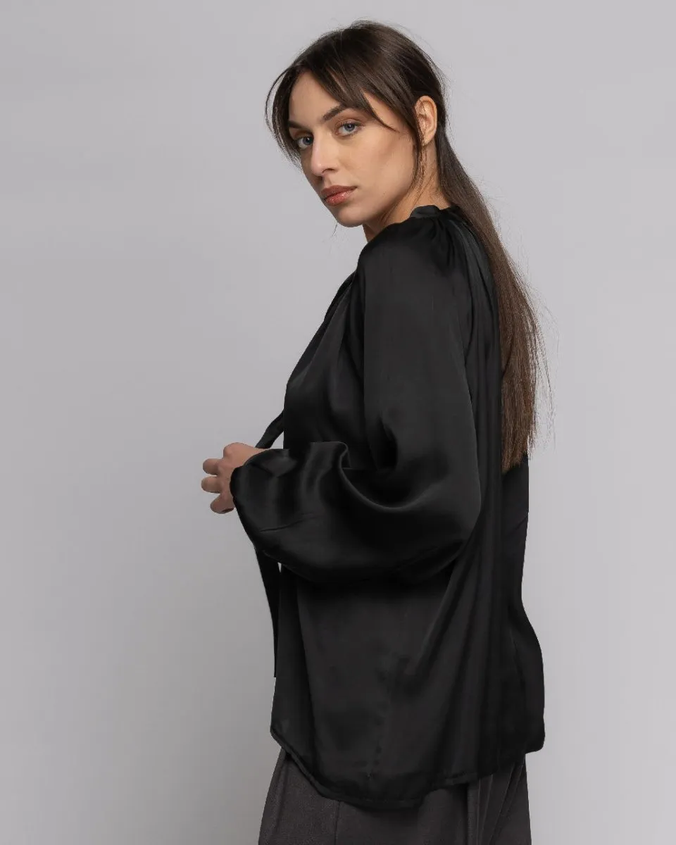 Tie-Neck Hi-Lo Blouse