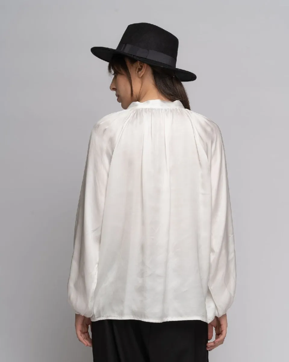 Tie-Neck Hi-Lo Blouse