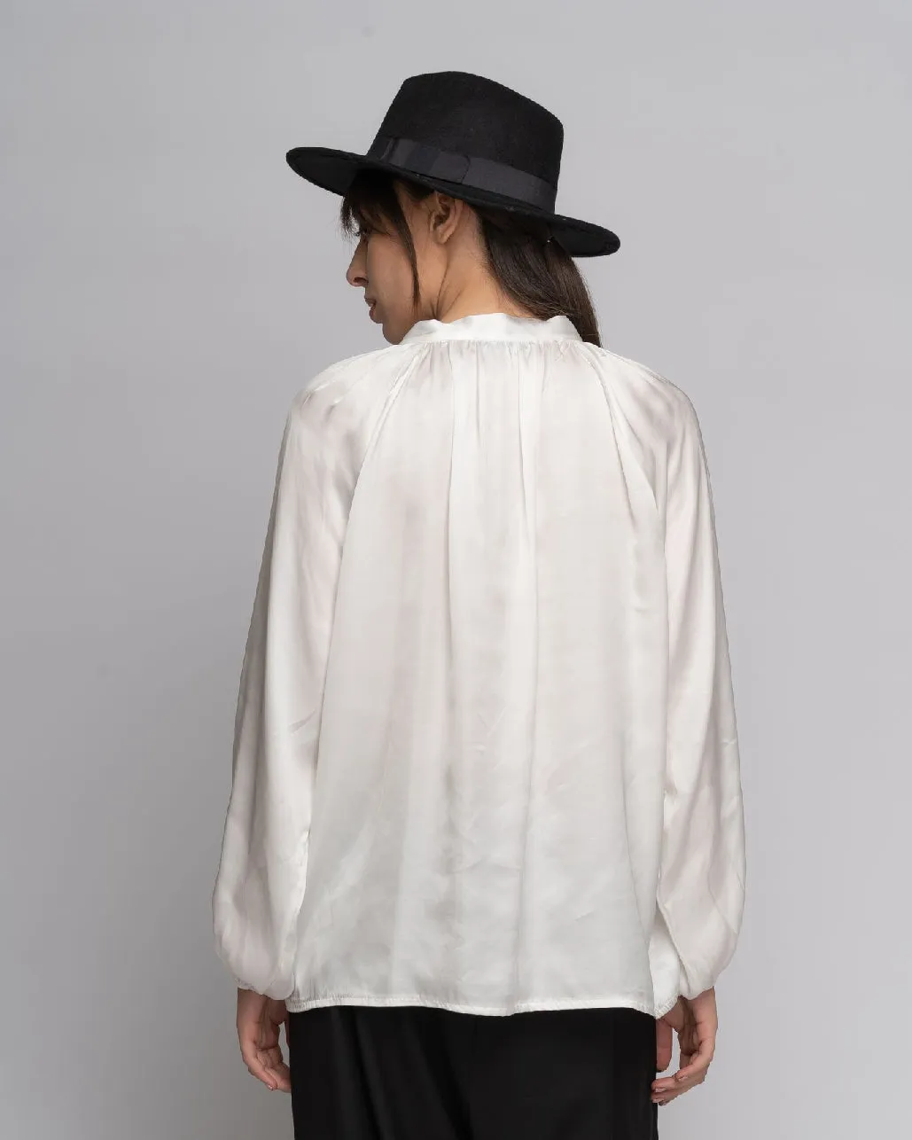 Tie-Neck Hi-Lo Blouse