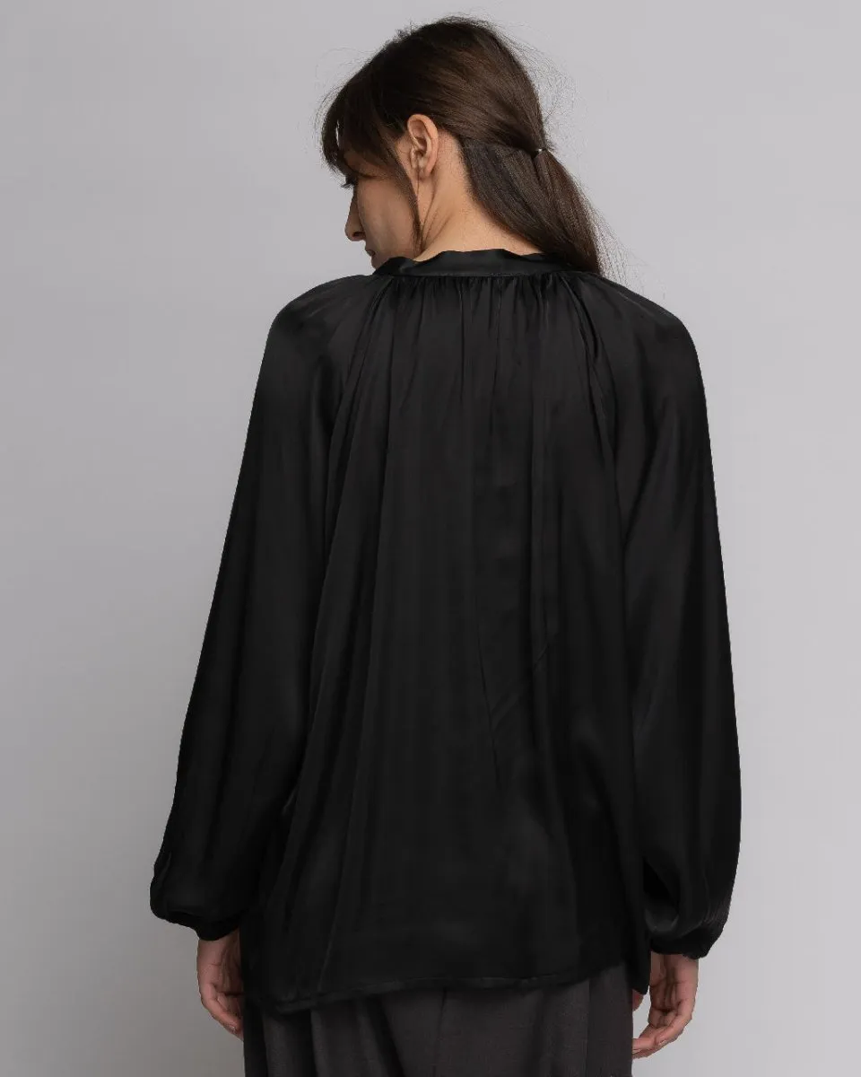 Tie-Neck Hi-Lo Blouse