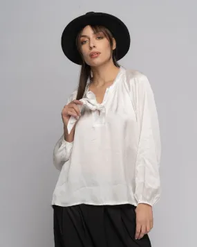 Tie-Neck Hi-Lo Blouse