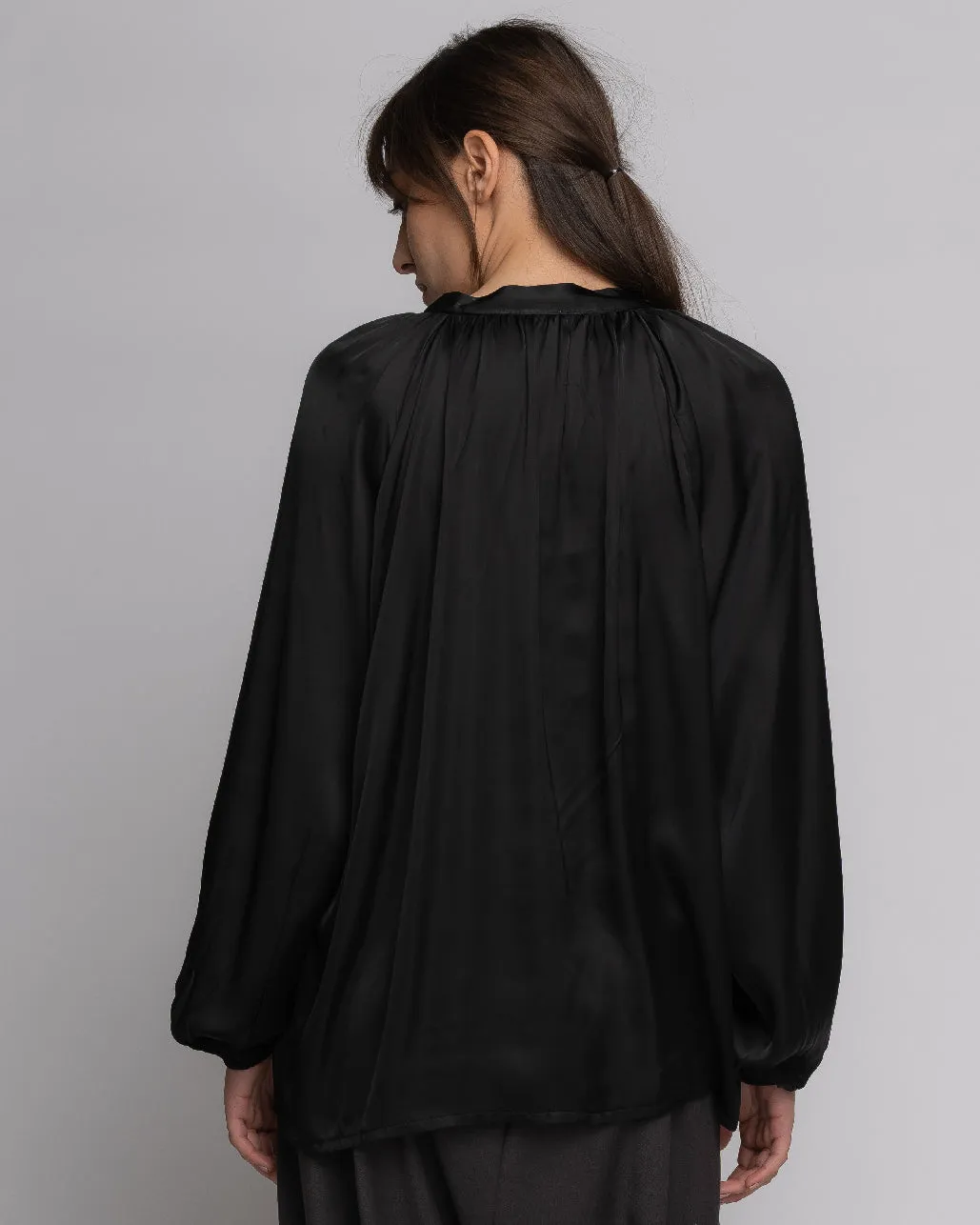 Tie-Neck Hi-Lo Blouse