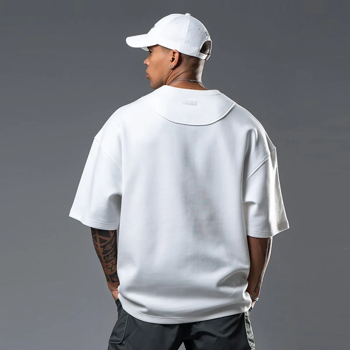 Urban Oversized Wide Batwing White Tee