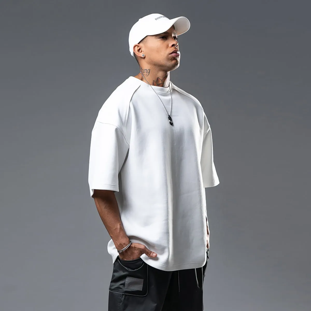 Urban Oversized Wide Batwing White Tee