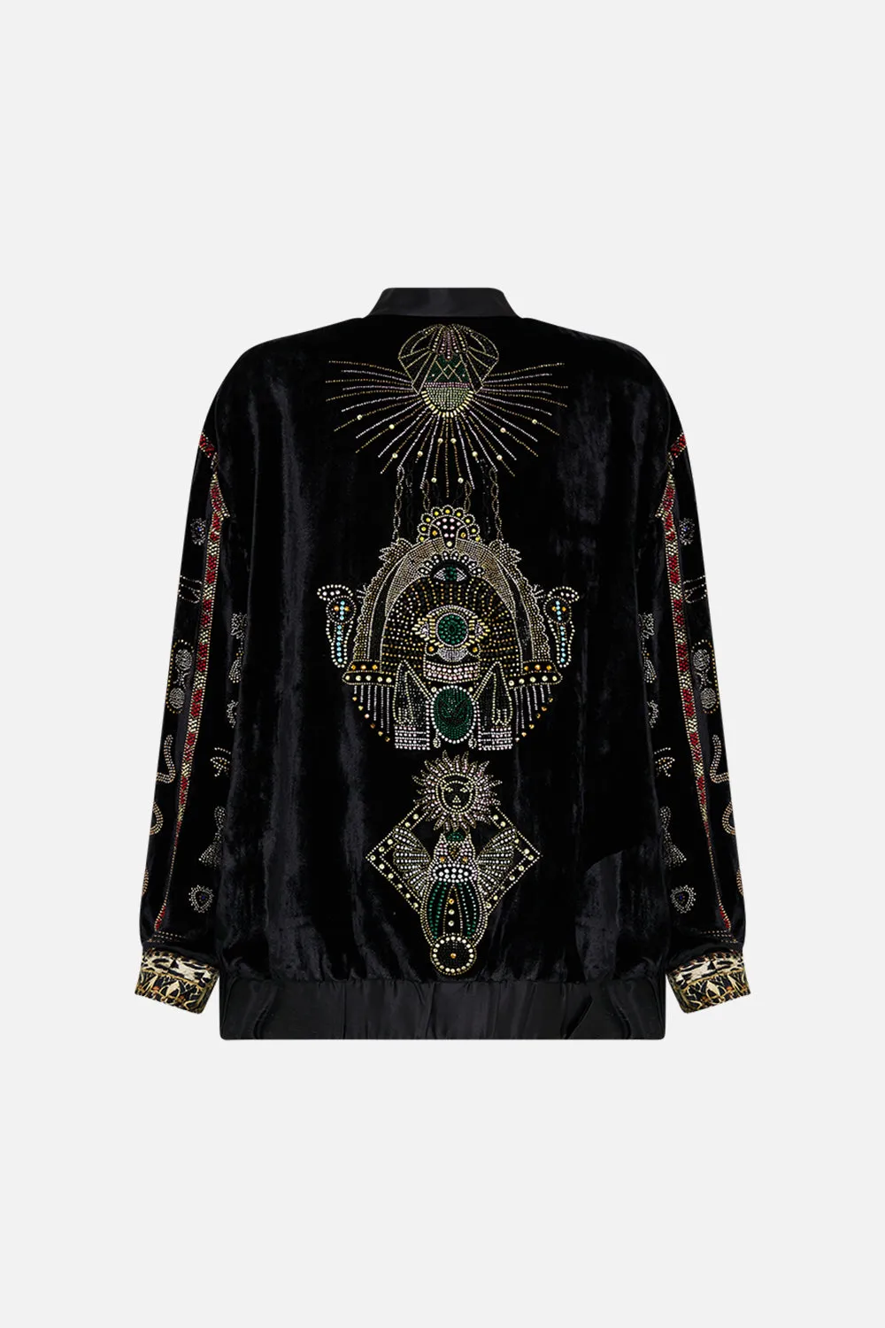 VELVET LONGLINE VARSITY JACKET CAT WORSHIP