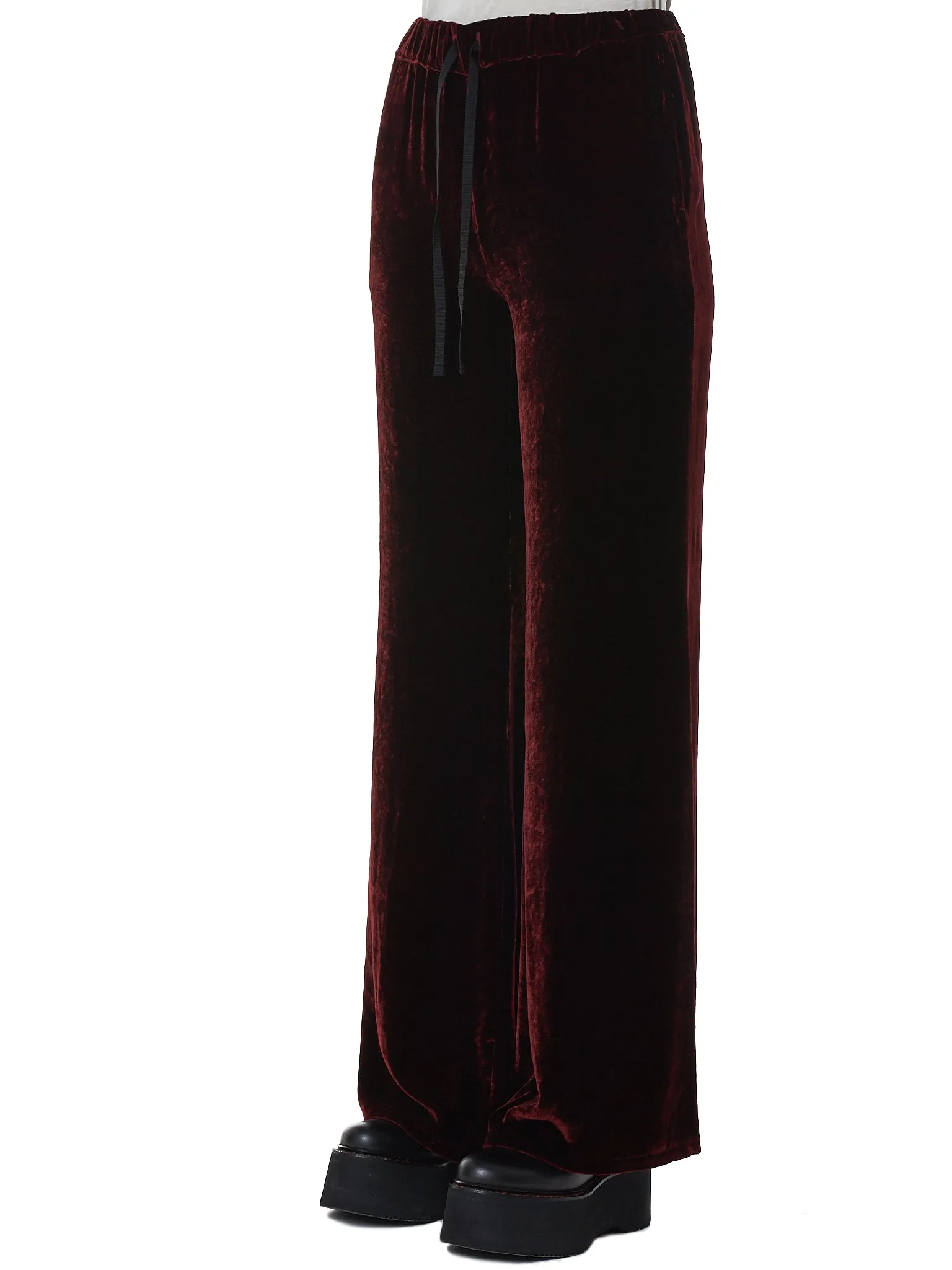 Velvet Palazzo Trousers (UWCA038E18136001-BURGUNDY)