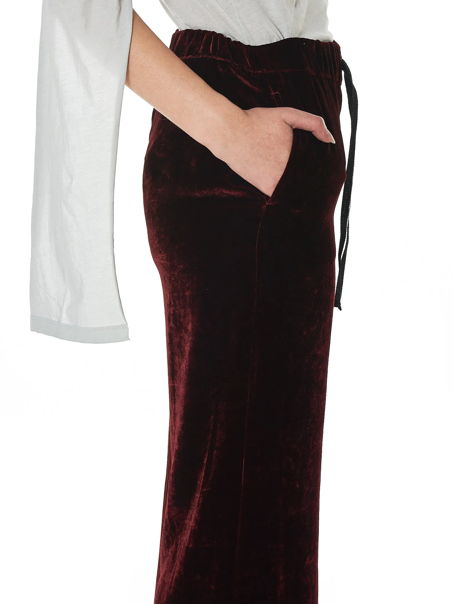 Velvet Palazzo Trousers (UWCA038E18136001-BURGUNDY)