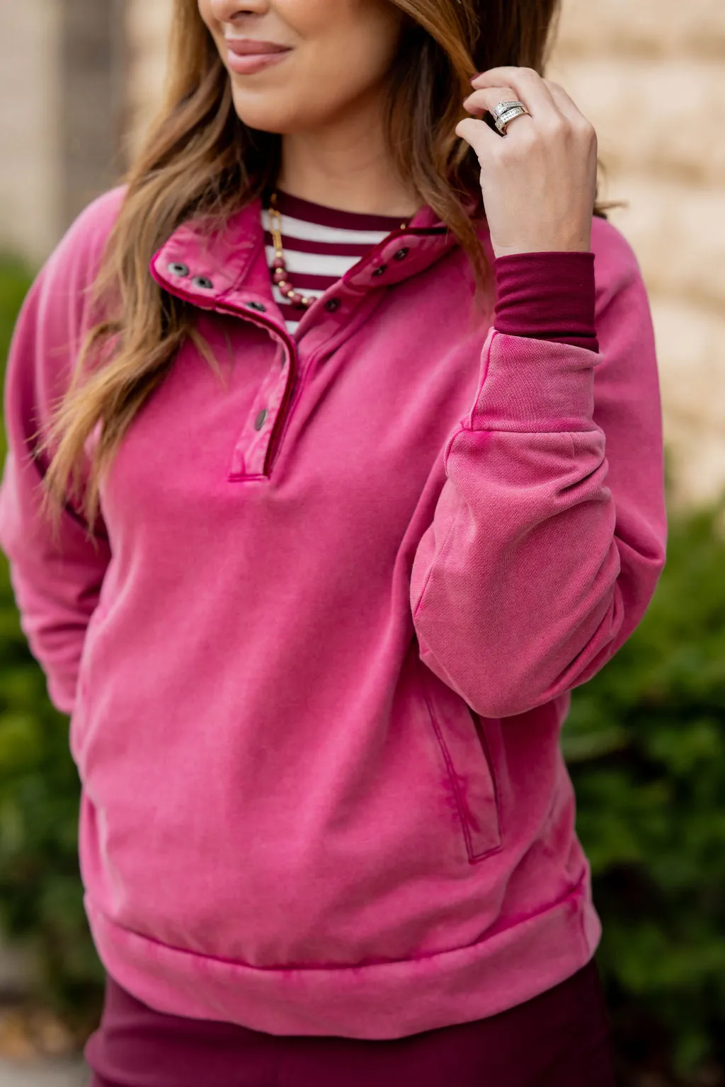 Velvet Trim Pullover