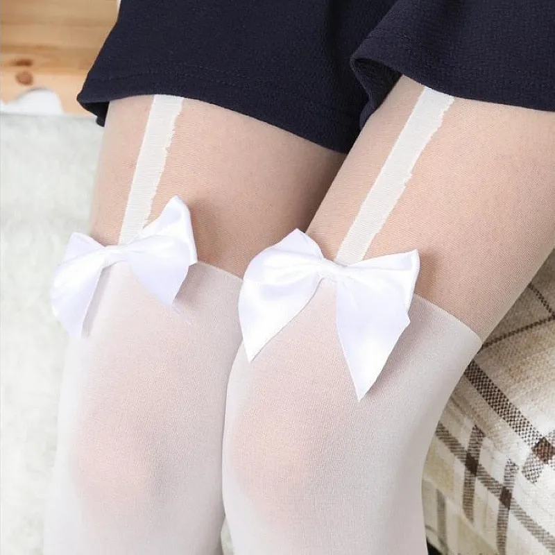 VenusFox Sexy velvet High Knee Tattoo Tights