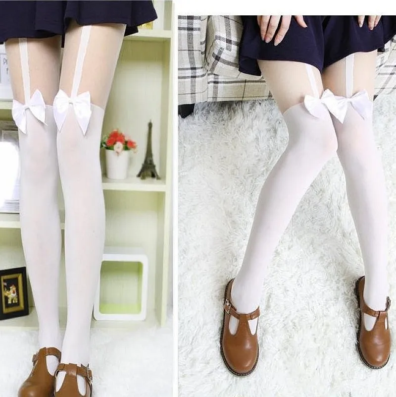 VenusFox Sexy velvet High Knee Tattoo Tights