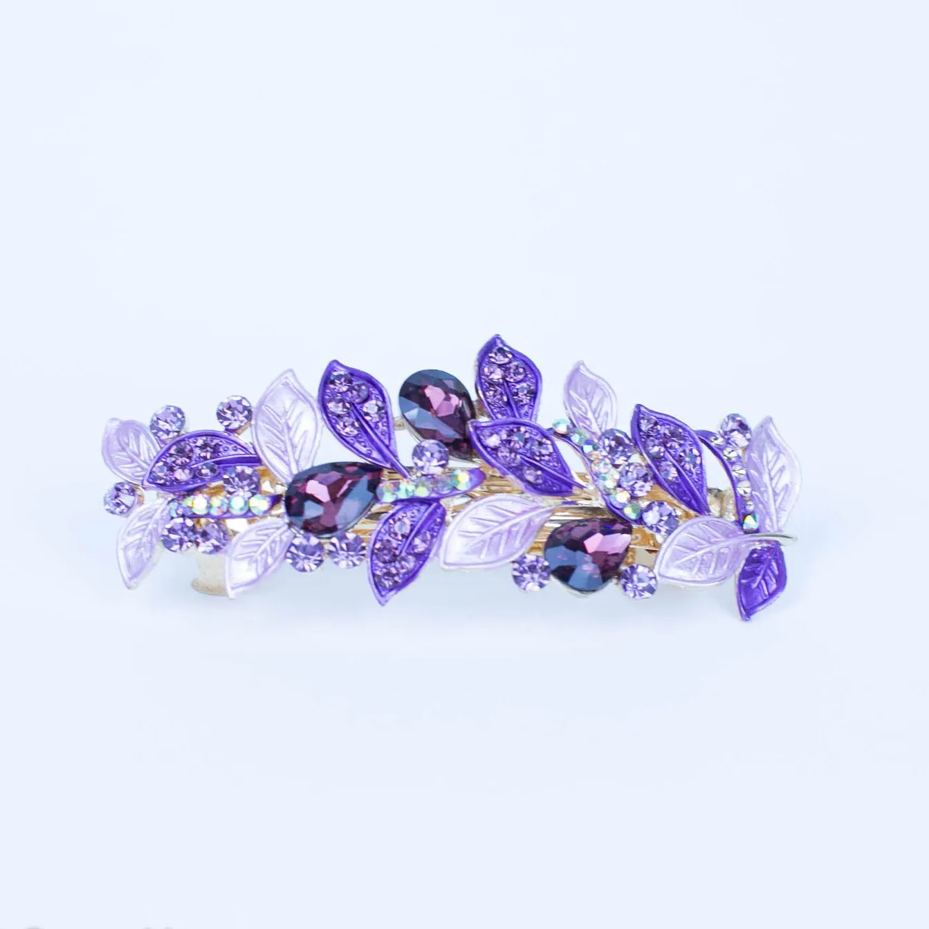 Vintage Hair Clip Rhinestone Leaf