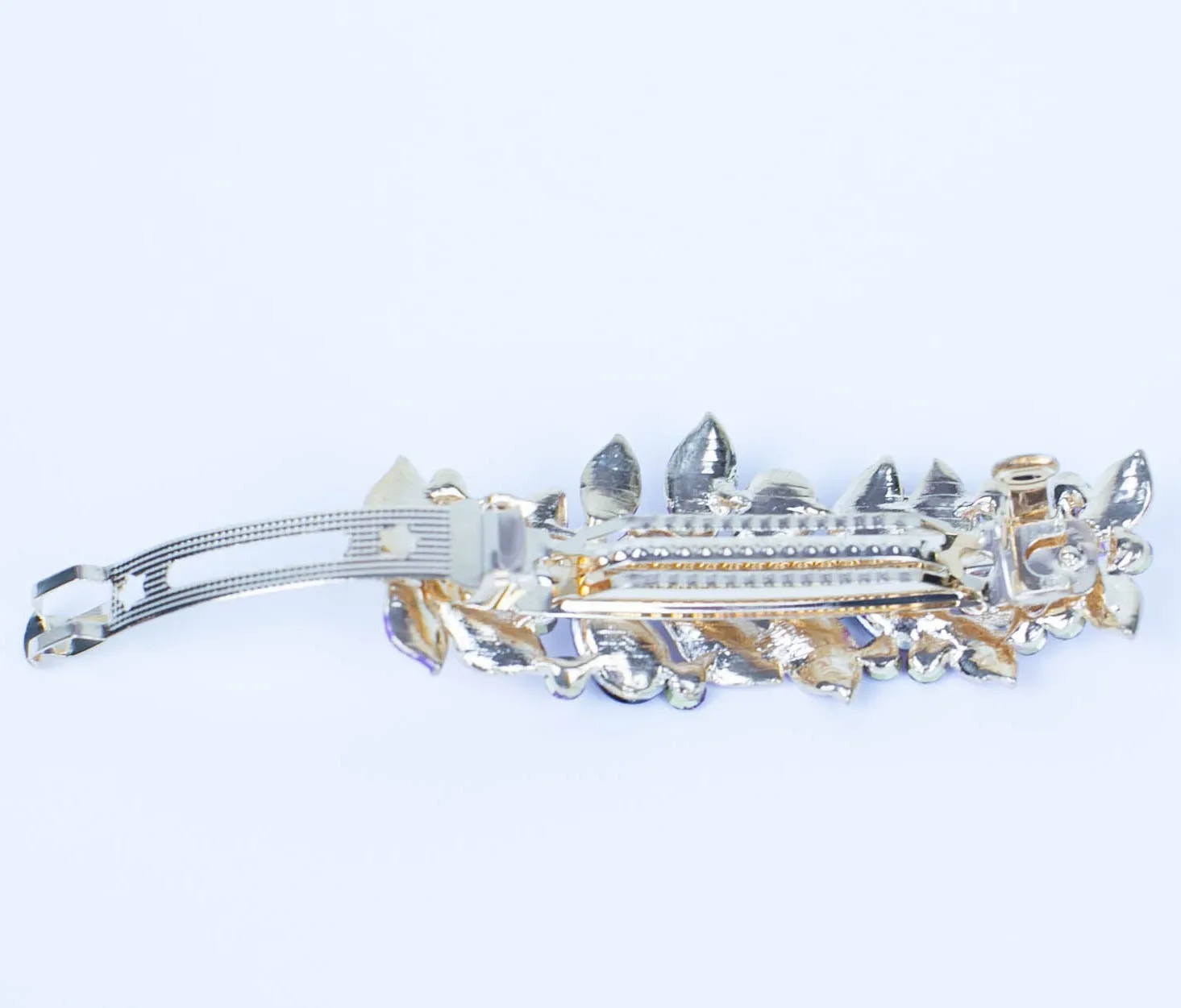 Vintage Hair Clip Rhinestone Leaf