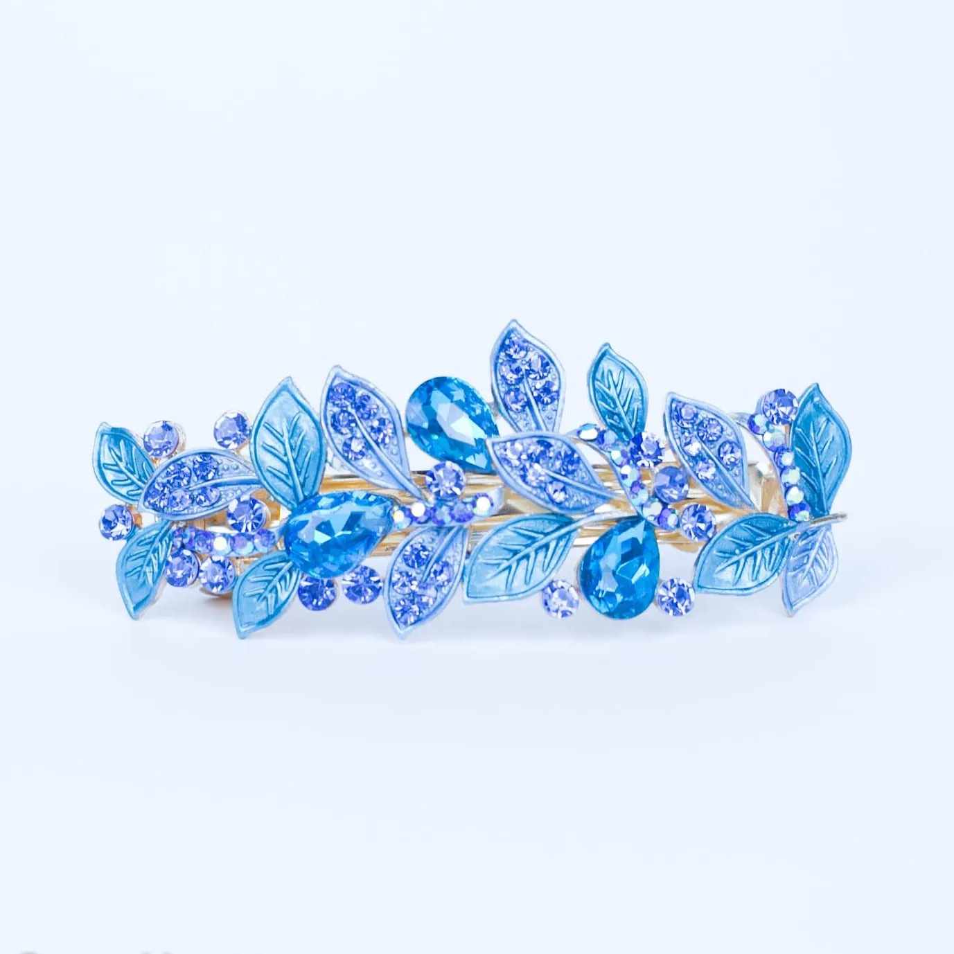 Vintage Hair Clip Rhinestone Leaf