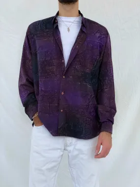 Vintage Handmade Purple Full Sleeve Silk Shirt